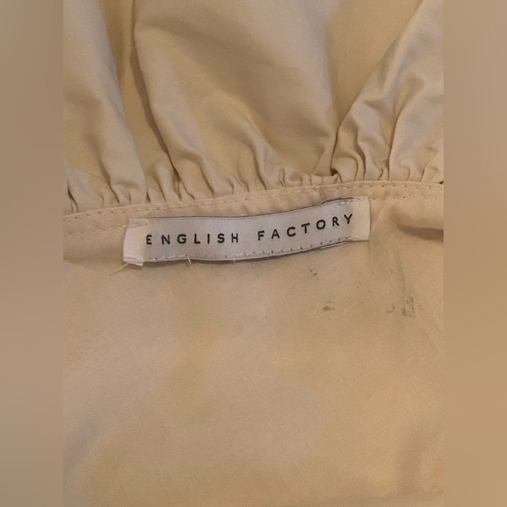 English Factory Cotton Tiered Midi Dress Ruffle V-Neck Cream SKU353 - Picture 10 of 12